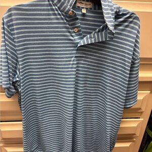 Peter Millar Navy and Light Blue Striped Polo